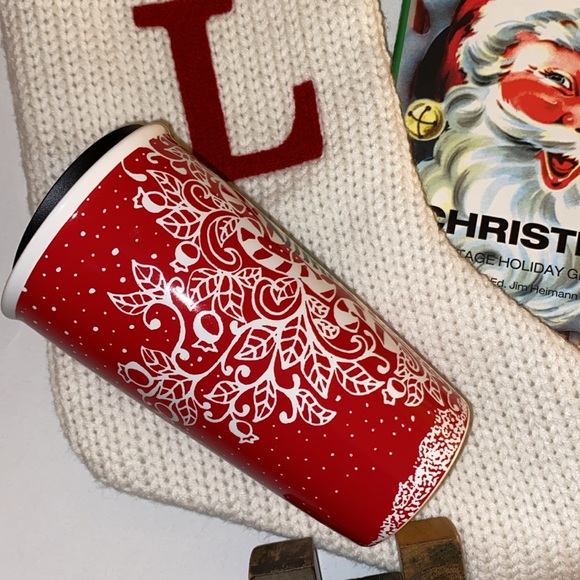 🆕🎄☕️🧜♀️STARBUCKS 12 oz. 2016 Candy Cane Motif Ceramic Cup with Swivel Lid - Picture 7 of 8